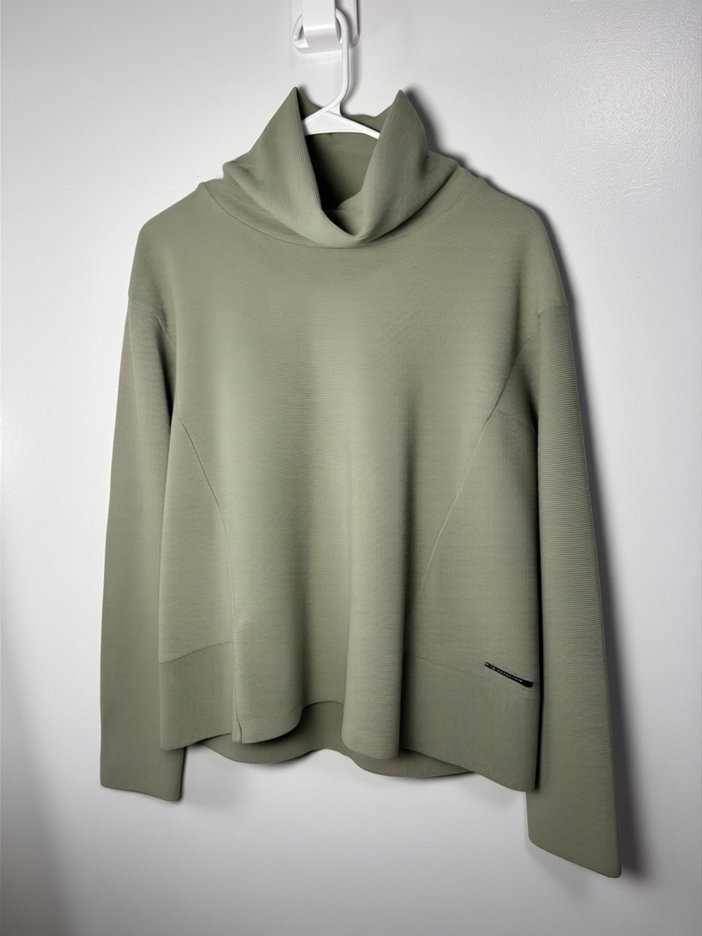 Marc New York Light Sage Ribbed Draped Cowl Neck Sweater